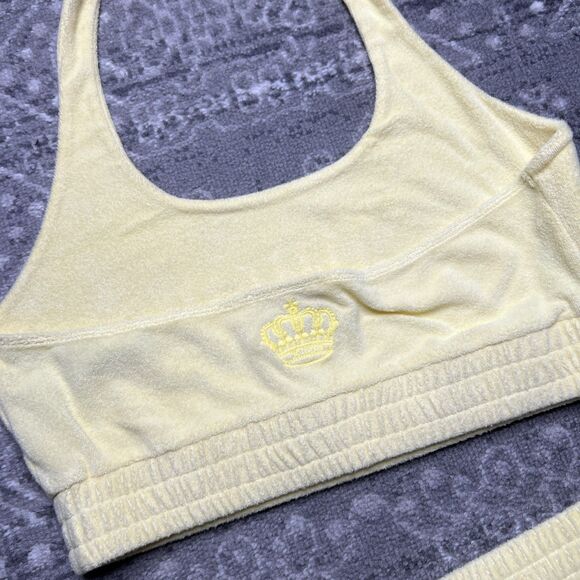 Juicy Couture x Forever 21 Yellow Terry Cloth Cropped Halter Top Short Set 0X - Picture 10 of 16
